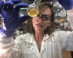 scientist inspecting liquid